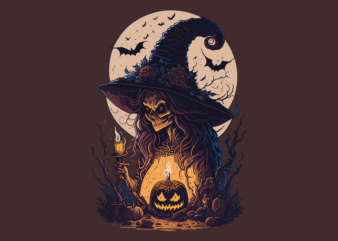 Spooky Halloween Witch Tshirt Design