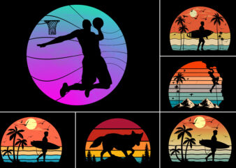 Sunset Colorful T-Shirt Graphic Bundle
