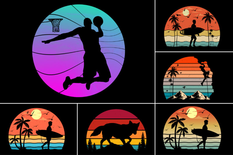 Sunset Colorful T-Shirt Graphic Bundle