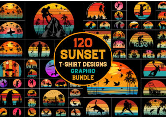 Sunset Colorful T-Shirt Graphic Bundle