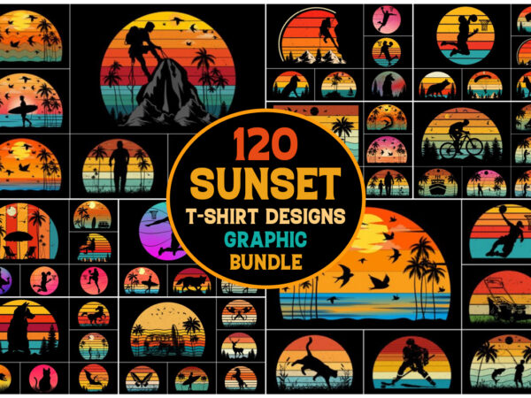 Sunset colorful t-shirt graphic bundle