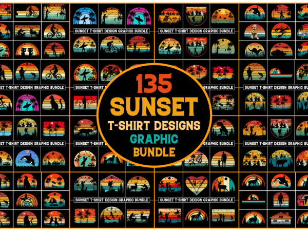 Sunset colorful t-shirt graphic bundle