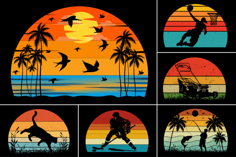 Sunset Colorful T-Shirt Graphic Bundle