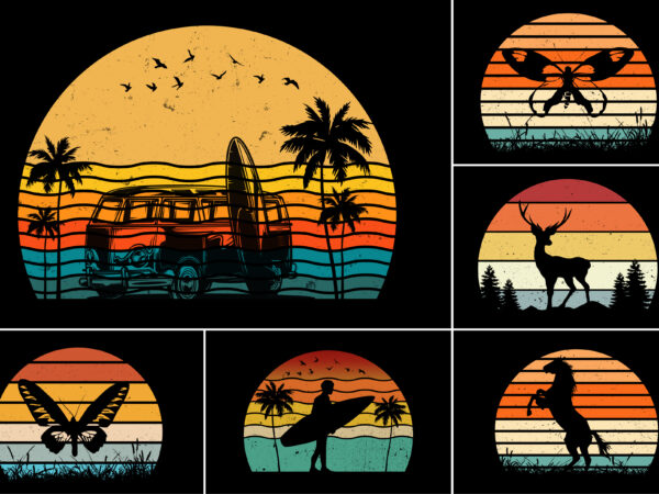 Sunset retro vintage graphic vector