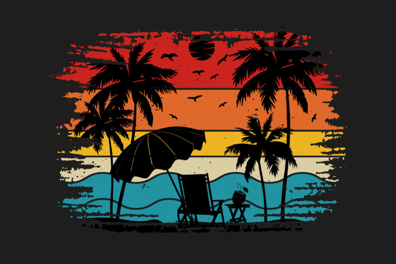 Retro Sunset T-Shirt Graphic Bundle