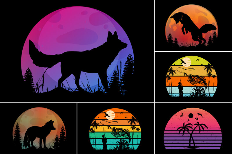 Sunset Colorful T-Shirt Graphic Bundle