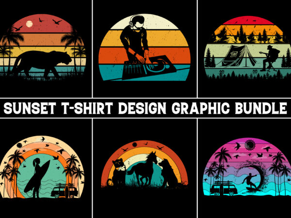 Sunset retro vintage t-shirt graphic