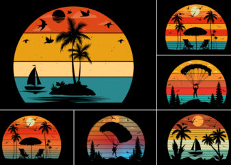 Sunset Silhouette For T-Shirt Design