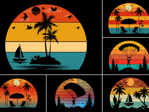 Sunset silhouette for t-shirt design