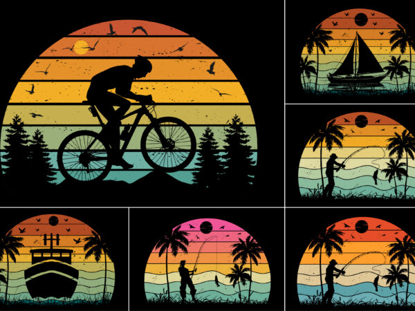 Sunset t-shirt design graphic bundle