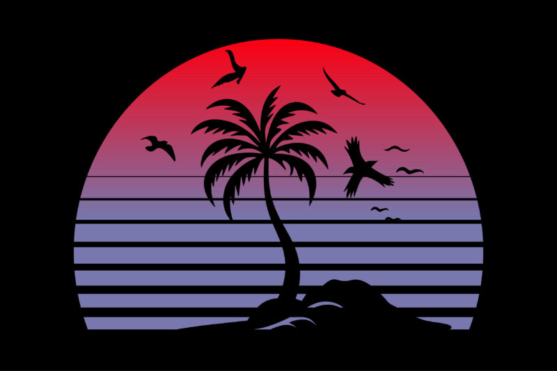 Retro Sunset T-Shirt Graphic Bundle 2