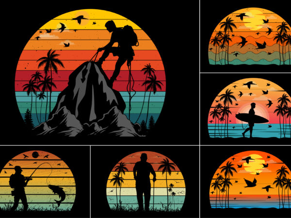 Sunset t-shirt graphic bundle