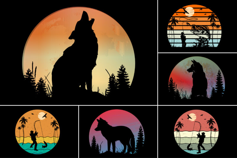 Sunset Colorful T-Shirt Graphic Bundle