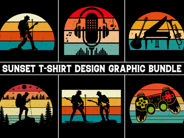 Sunset vintage retro t-shirt graphic