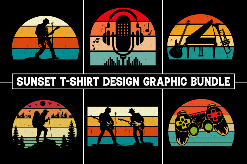 Sunset Colorful T-Shirt Graphic Bundle