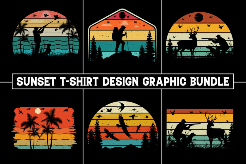 Sunset Colorful T-Shirt Graphic Bundle