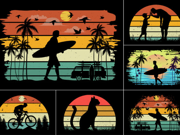 T-shirt design sunset graphic