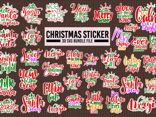30 svg sticker christmas bundle