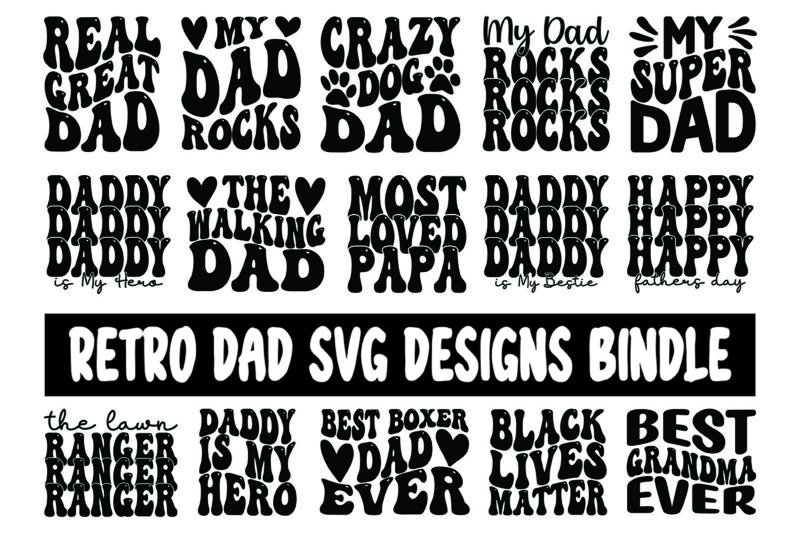 retro dad svg designs bundle
