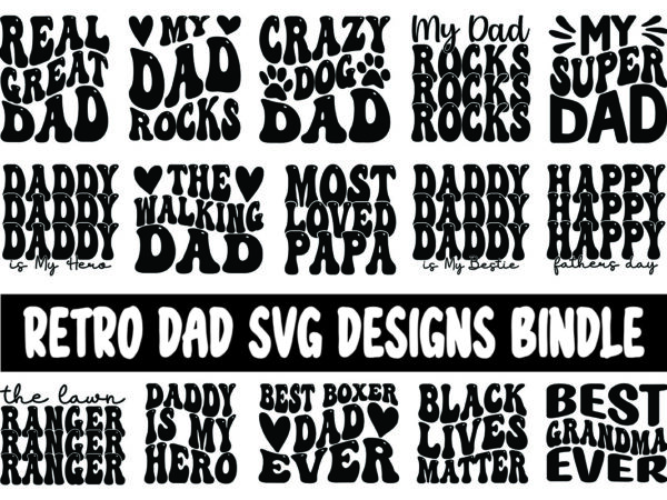 Retro dad svg designs bundle