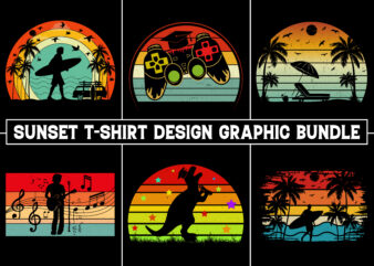 Vintage Retro Sunset Graphic Vector