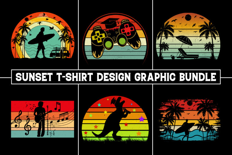 Sunset Colorful T-Shirt Graphic Bundle