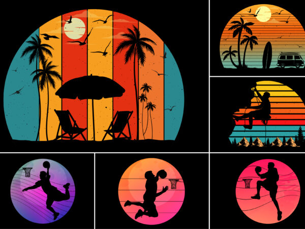 Vintage retro sunset t-shirt graphic