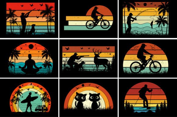 Sunset Colorful T-Shirt Graphic Bundle