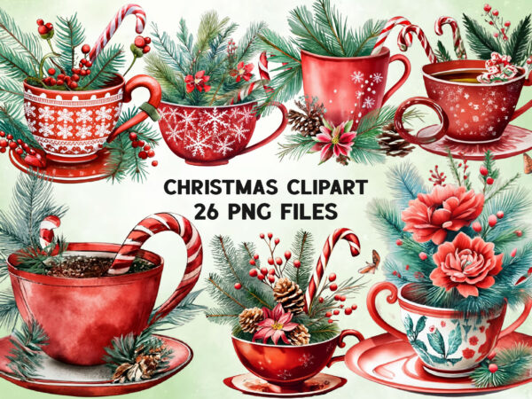 Watercolor christmas coffee vintage clipart t shirt design for sale