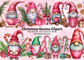 Watercolor Christmas Gnome Clipart