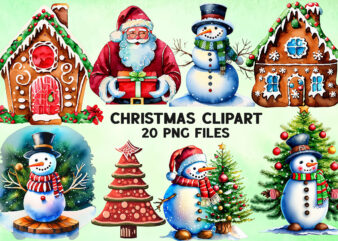 Watercolor Christmas Vintage Clipart
