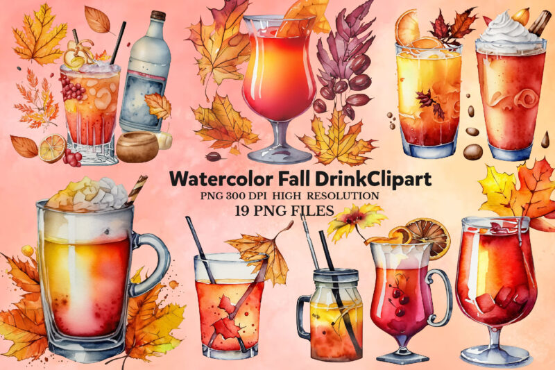 Watercolor Fall Drink Sublimation Bundle