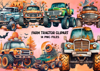 Watercolor Farm Red Tractor Clipart t shirt design for sale