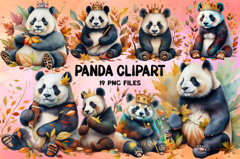Watercolor Giant Panda Clipart Bundle