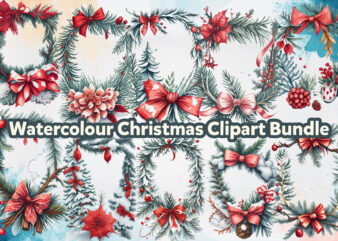 Watercolour Christmas Clipart Bundle t shirt design for sale