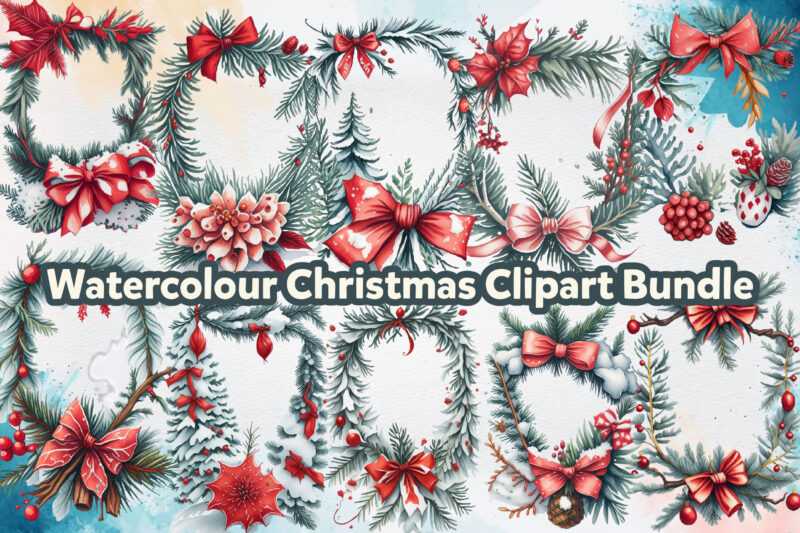 Watercolour Christmas Clipart Bundle