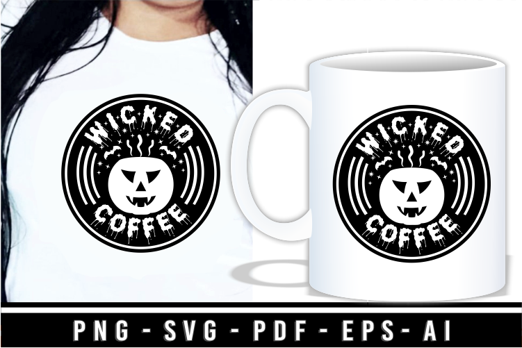 Halloween Coffee T shirt Design Bundle, Halloween Coffee Mug SVG Bundle, Funny Halloween Shirt SVG Designs