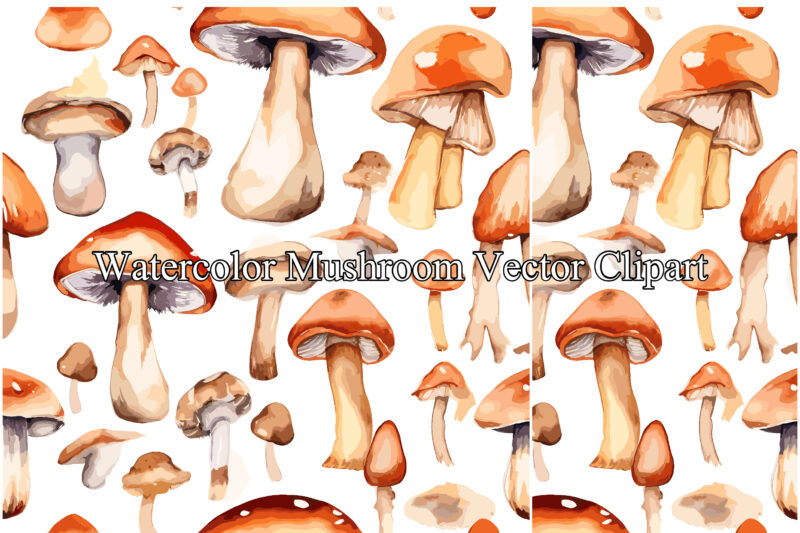Watercolor Mushroom Vector Clipart