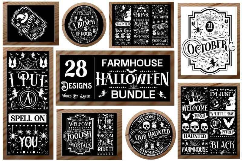 Halloween Porch Signs SVG Bundle halloween svg, halloween svg bundle, farmhouse halloween svg, farmhouse halloween svg bundle, old farmhouse halloween sighs svg, farmhouse halloween signs svg, vintage halloween signs svg,