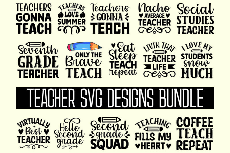 teacher svg designs bundle