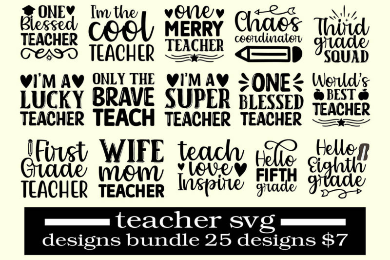 teacher svg designs bundle