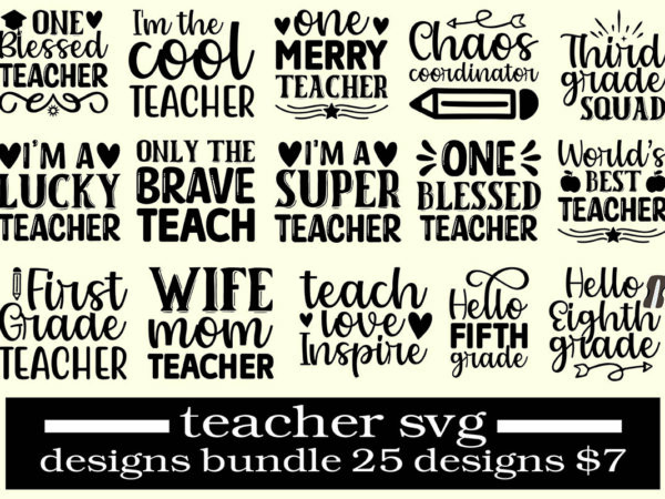 Teacher svg designs bundle