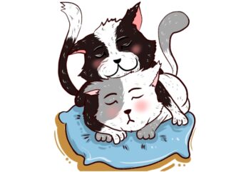 cute cudling cat illustration