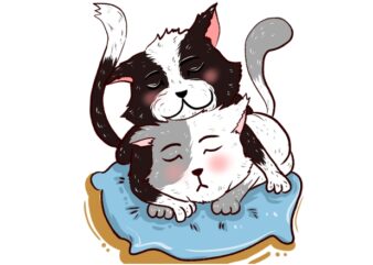 Cute cudling cat illustration