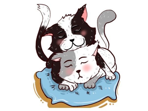 Cute cudling cat illustration t shirt vector file