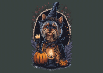 Cute Witcher Dog Halloween Tshirt Vector