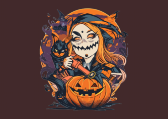 Cute Halloween Witch Tshirt Design