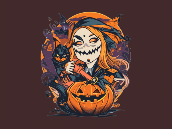 Cute halloween witch tshirt design