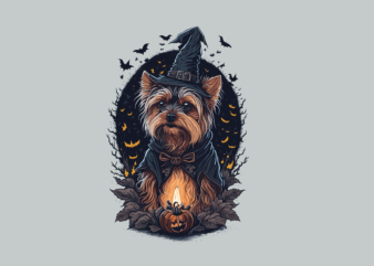 Cut Dog Witch Halloween Tshirt Vector