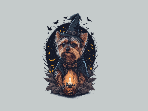 Cut dog witch halloween tshirt vector